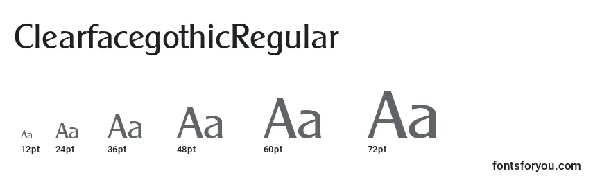 Размеры шрифта ClearfacegothicRegular