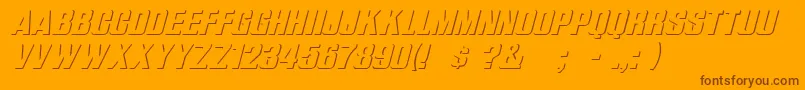ReliefGroteskItalic-Schriftart – Braune Schriften auf orangefarbenem Hintergrund