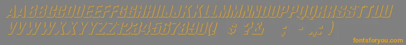 ReliefGroteskItalic-Schriftart – Orangefarbene Schriften auf grauem Hintergrund