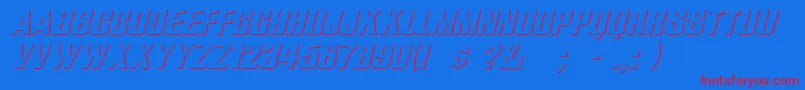 ReliefGroteskItalic Font – Red Fonts on Blue Background