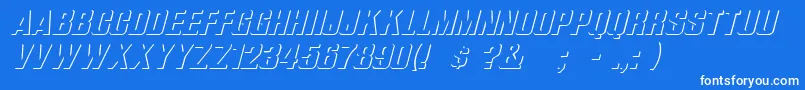 ReliefGroteskItalic Font – White Fonts on Blue Background