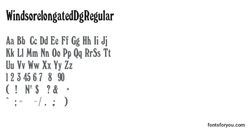 A fonte WindsorelongatedDgRegular – alfabeto, números, caracteres especiais