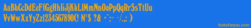フォントWindsorelongatedDgRegular – オレンジ色の文字が青い背景にあります。