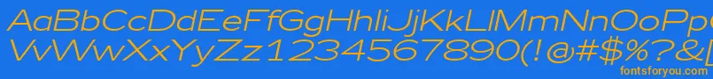 Więcej informacji o czcionce Zeppelin41Italic Czcionka Zeppelin41Italic – pomarańczowe czcionki na niebieskim tle