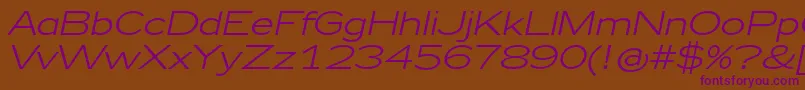 Zeppelin41Italic-Schriftart – Violette Schriften auf braunem Hintergrund