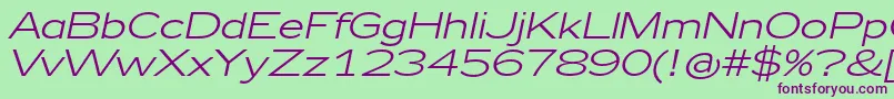 Zeppelin41Italic Font – Purple Fonts on Green Background