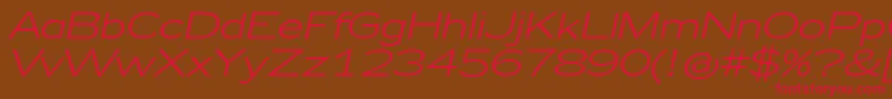 Zeppelin41Italic-fontti – punaiset fontit ruskealla taustalla