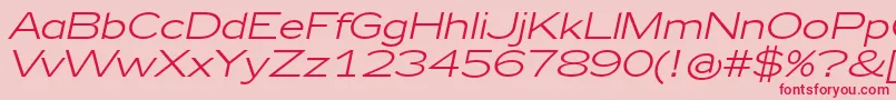 Zeppelin41Italic-fontti – punaiset fontit vaaleanpunaisella taustalla