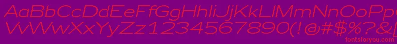 フォントZeppelin41Italic – 紫の背景に赤い文字