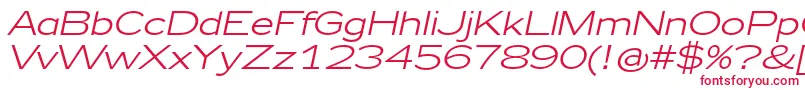 フォントZeppelin41Italic – 白い背景に赤い文字