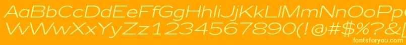 Zeppelin41Italic-Schriftart – Gelbe Schriften auf orangefarbenem Hintergrund