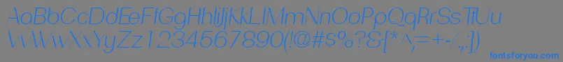 フォントPassionsanspdadLightitalic – 灰色の背景に青い文字