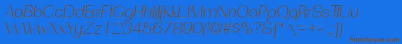 Fonte PassionsanspdadLightitalic – fontes marrons em um fundo azul