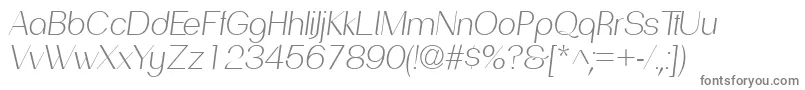 PassionsanspdadLightitalic-fontti – harmaat kirjasimet valkoisella taustalla