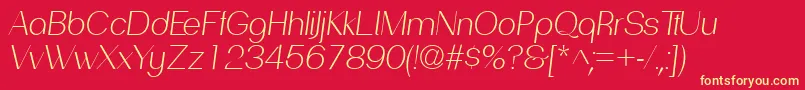 PassionsanspdadLightitalic Font – Yellow Fonts on Red Background