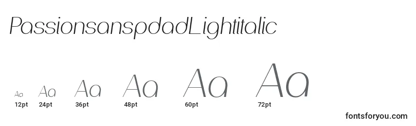 PassionsanspdadLightitalic Font Sizes