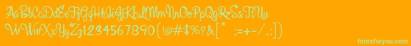 BelleScript Font – Green Fonts on Orange Background