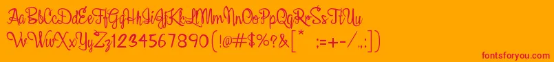 BelleScript-Schriftart – Rote Schriften auf orangefarbenem Hintergrund