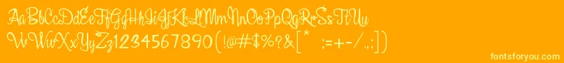 BelleScript-Schriftart – Gelbe Schriften auf orangefarbenem Hintergrund