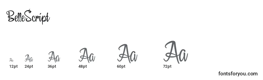 BelleScript Font Sizes