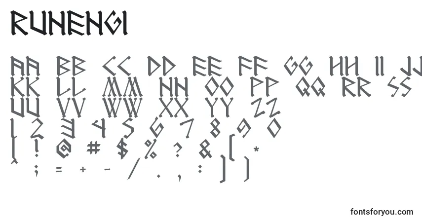 Czcionka Runeng1 – alfabet, cyfry, specjalne znaki