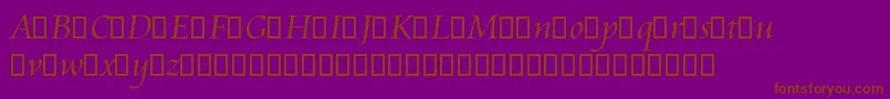 AramisTrialRegular-Schriftart – Braune Schriften auf violettem Hintergrund