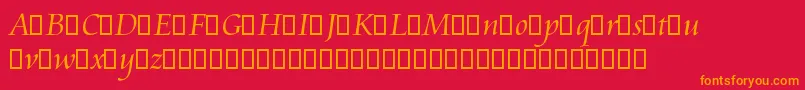 フォントAramisTrialRegular – 赤い背景にオレンジの文字