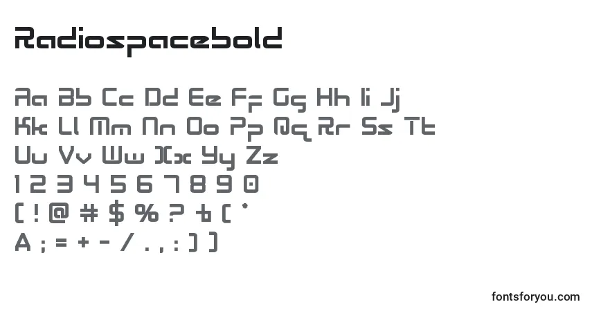 A fonte Radiospacebold – alfabeto, números, caracteres especiais