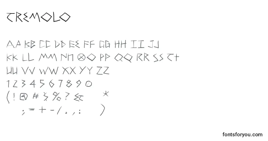 Fuente Tremolo - alfabeto, números, caracteres especiales