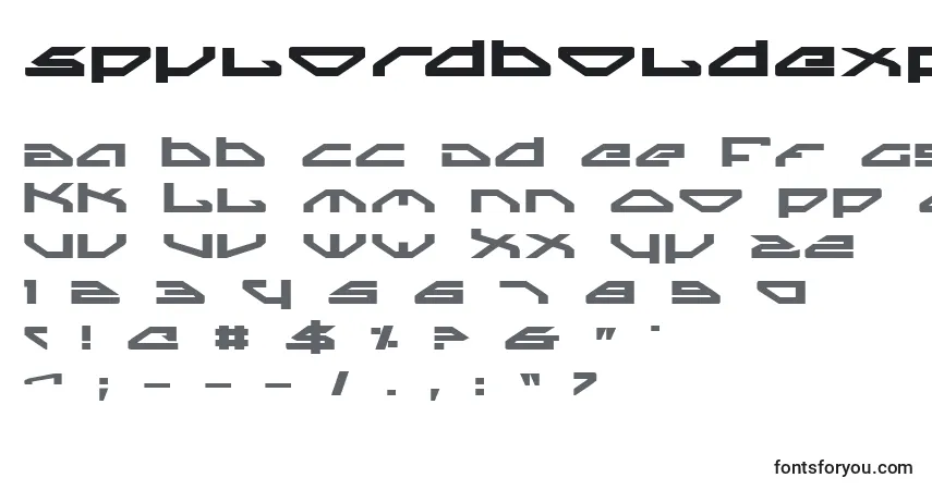 Czcionka SpylordBoldExpanded – alfabet, cyfry, specjalne znaki