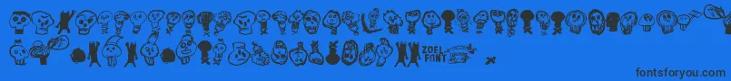 Шрифт PaakallojenHyokkays – чёрные шрифты на синем фоне