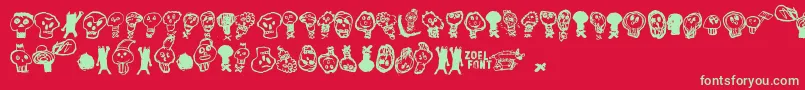 フォントPaakallojenHyokkays – 赤い背景に緑の文字