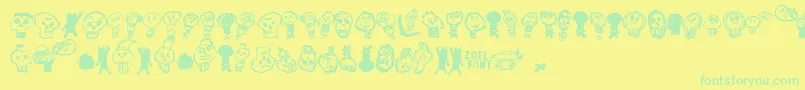 フォントPaakallojenHyokkays – 黄色い背景に緑の文字