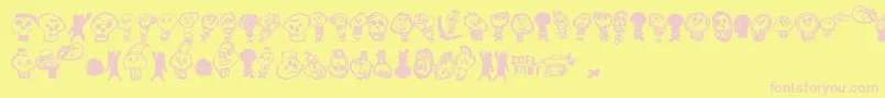 PaakallojenHyokkays-fontti – vaaleanpunaiset fontit keltaisella taustalla
