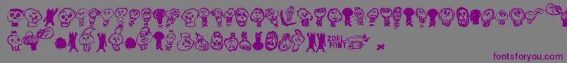 PaakallojenHyokkays-fontti – violetit fontit harmaalla taustalla