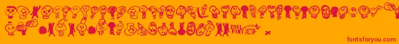 Шрифт PaakallojenHyokkays – красные шрифты на оранжевом фоне