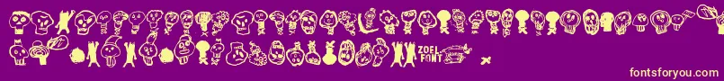 Шрифт PaakallojenHyokkays – жёлтые шрифты на фиолетовом фоне