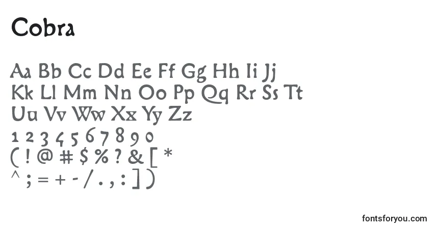 Czcionka Cobra – alfabet, cyfry, specjalne znaki