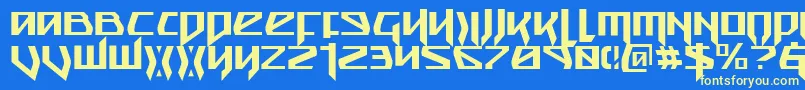Snubfighterc Font – Yellow Fonts on Blue Background