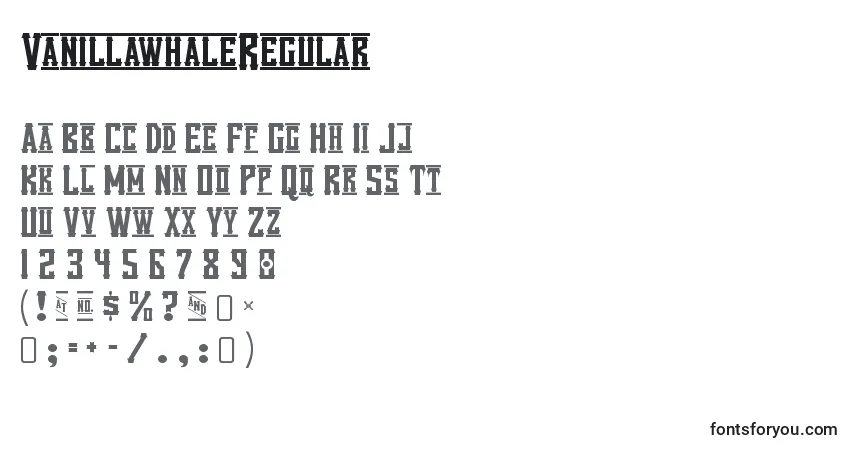 Schriftart VanillawhaleRegular – Alphabet, Zahlen, spezielle Symbole