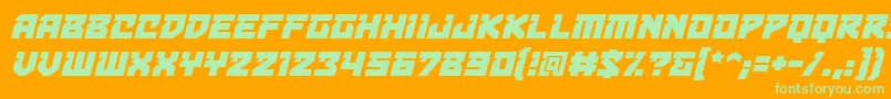 BulletproofdecobbItal-Schriftart – Grüne Schriften auf orangefarbenem Hintergrund