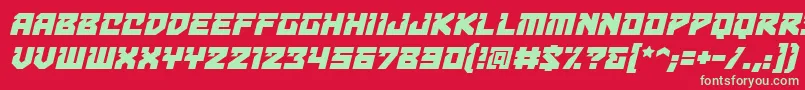 フォントBulletproofdecobbItal – 赤い背景に緑の文字