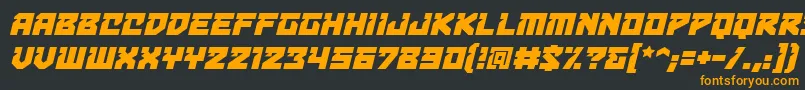 フォントBulletproofdecobbItal – 黒い背景にオレンジの文字