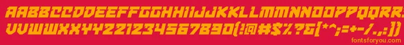 フォントBulletproofdecobbItal – 赤い背景にオレンジの文字