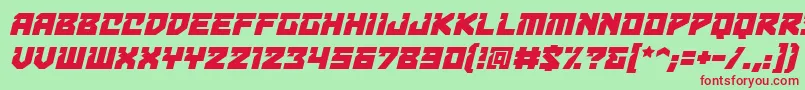 BulletproofdecobbItal-fontti – punaiset fontit vihreällä taustalla