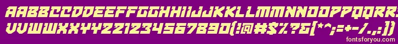 フォントBulletproofdecobbItal – 紫の背景に黄色のフォント