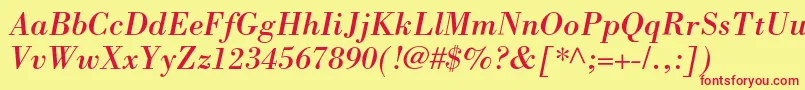 Fonte BorjomicItalic – fontes vermelhas em um fundo amarelo