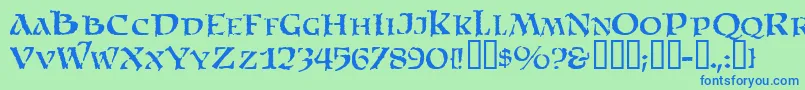 SatansMinions-Schriftart – Blaue Schriften auf grünem Hintergrund