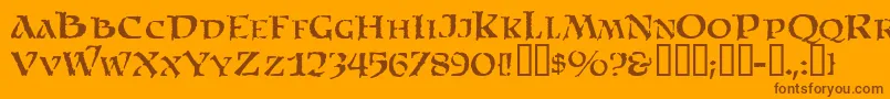 SatansMinions-Schriftart – Braune Schriften auf orangefarbenem Hintergrund