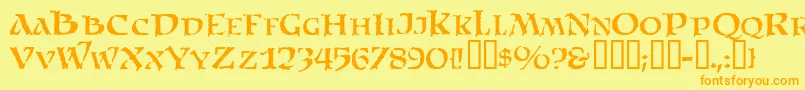 Fonte SatansMinions – fontes laranjas em um fundo amarelo